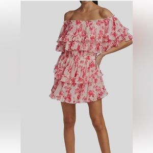 MISA Los Angeles Womens Pink 'Isella' Off-The-Shoulder Minidress Size M (NWT)